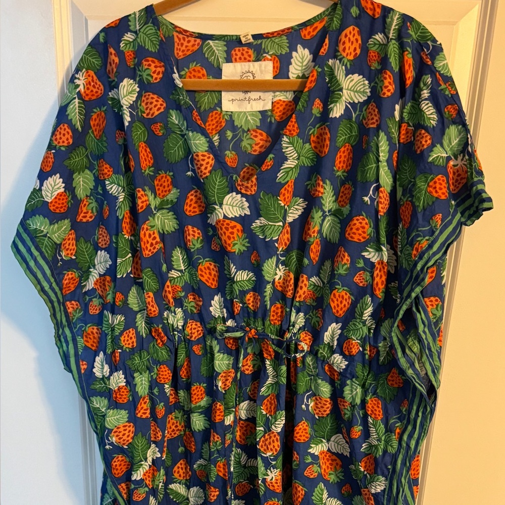 Printfresh Blue Garment with Strawberry and Leaf Design